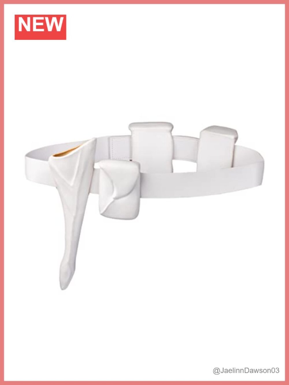 Cosplay Belt White PU Leather Buckle Belt with 4 Pockets Prop for Halloween